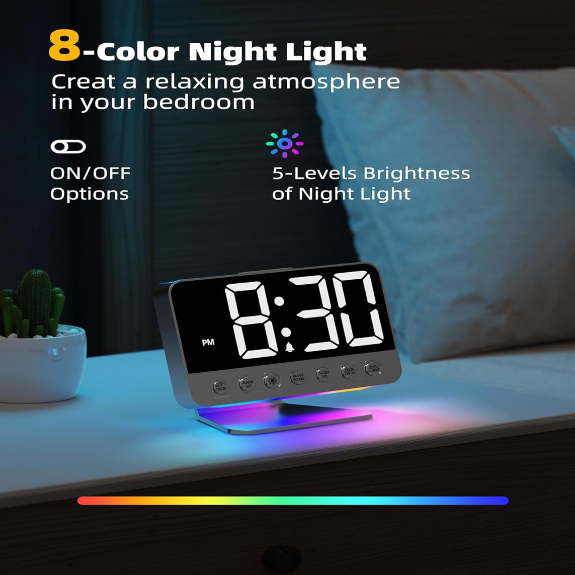 Smart Alarm Clock with Battery Backup and USB Charging Port