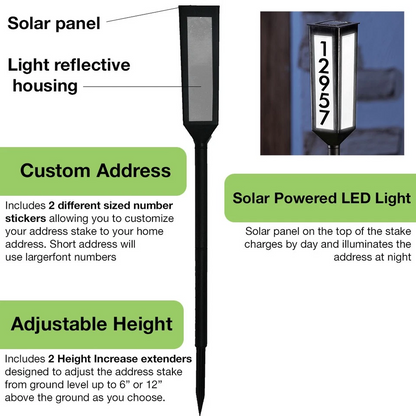 Solar-Powered Address Marker with Adjustable Height Options