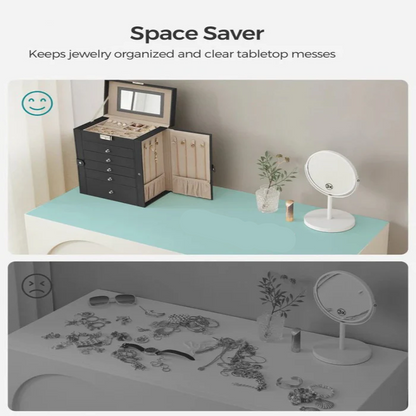Elegant Jewelry Storage with Six Levels and a Flip-Up Mirror
