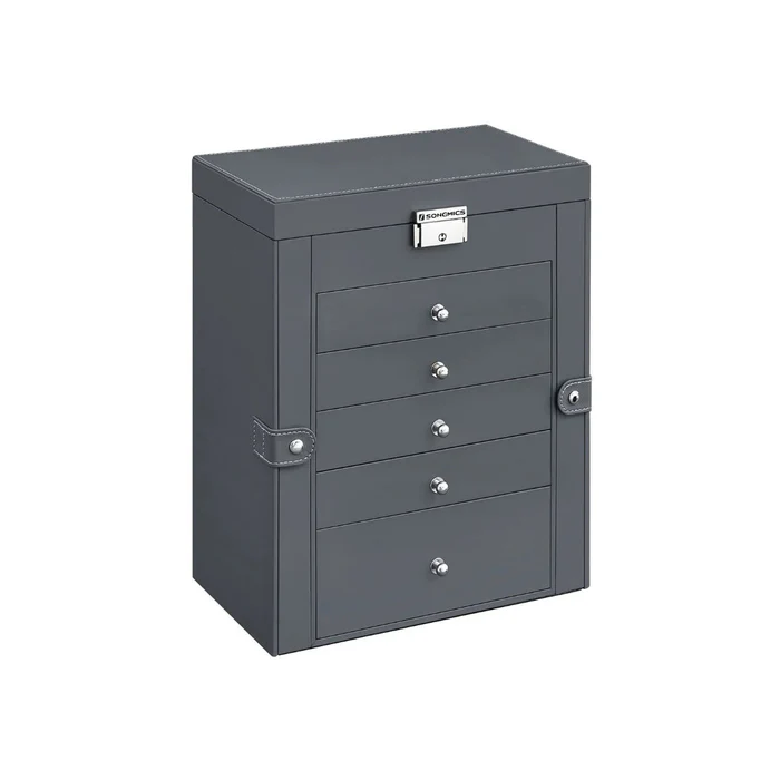 Elegant Jewelry Storage with Six Levels and a Flip-Up Mirror