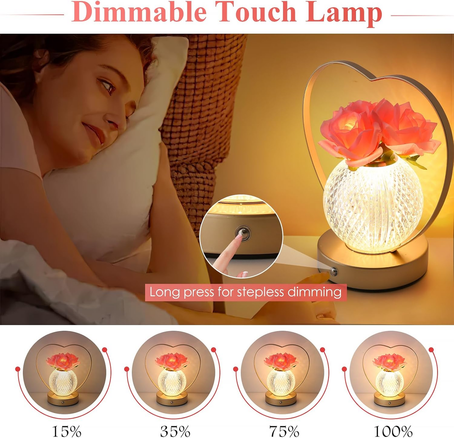 Rechargeable Floral Glow Lamp with Touch Dimming Feature