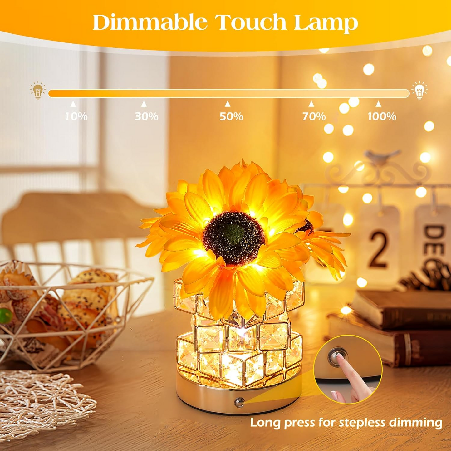 Rechargeable Floral Glow Lamp with Touch Dimming Feature