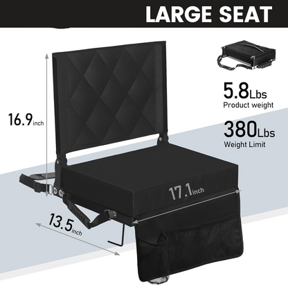 Portable Stadium Seat with Adjustable Backrest and Carry Strap