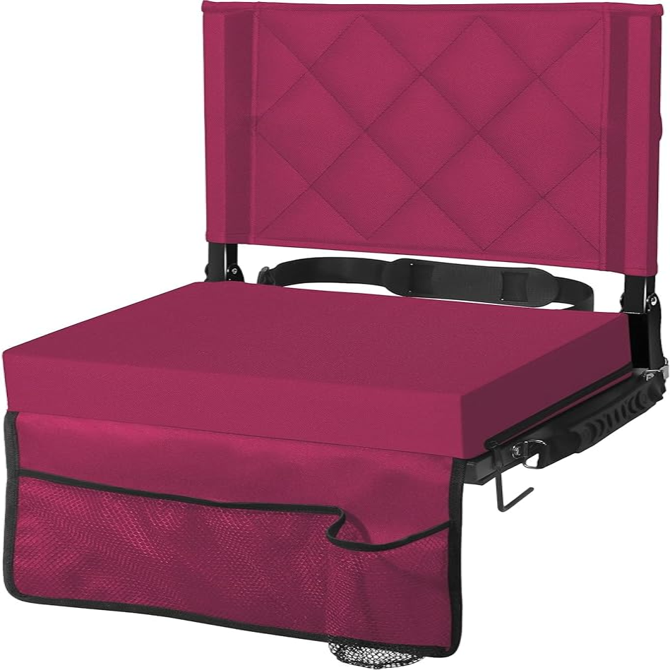 Portable Stadium Seat with Adjustable Backrest and Carry Strap
