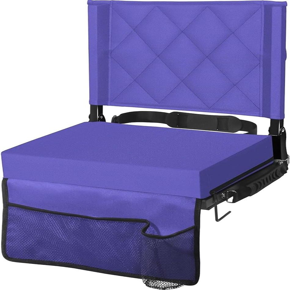 Portable Stadium Seat with Adjustable Backrest and Carry Strap