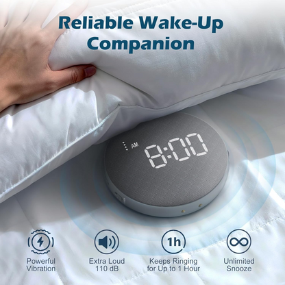 Wireless Wake-Up Device with 110dB Alert and Vibrating Disc