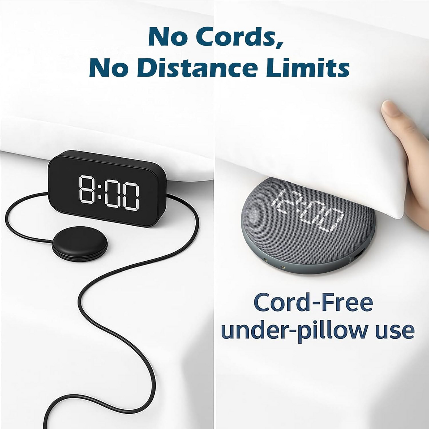 Wireless Wake-Up Device with 110dB Alert and Vibrating Disc