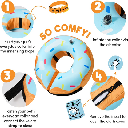 Adjustable Air-Filled Recovery Collar for Pets, Large Size