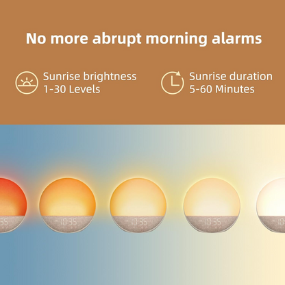 Natural Light Alarm Clock with Adjustable Brightness and Touch Controls