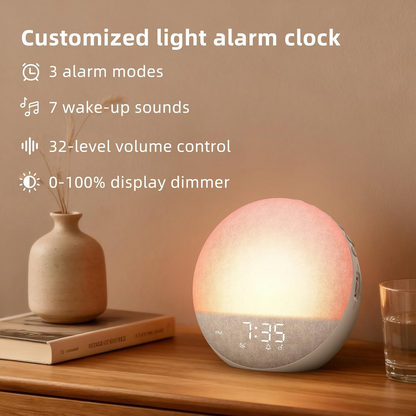 Natural Light Alarm Clock with Adjustable Brightness and Touch Controls