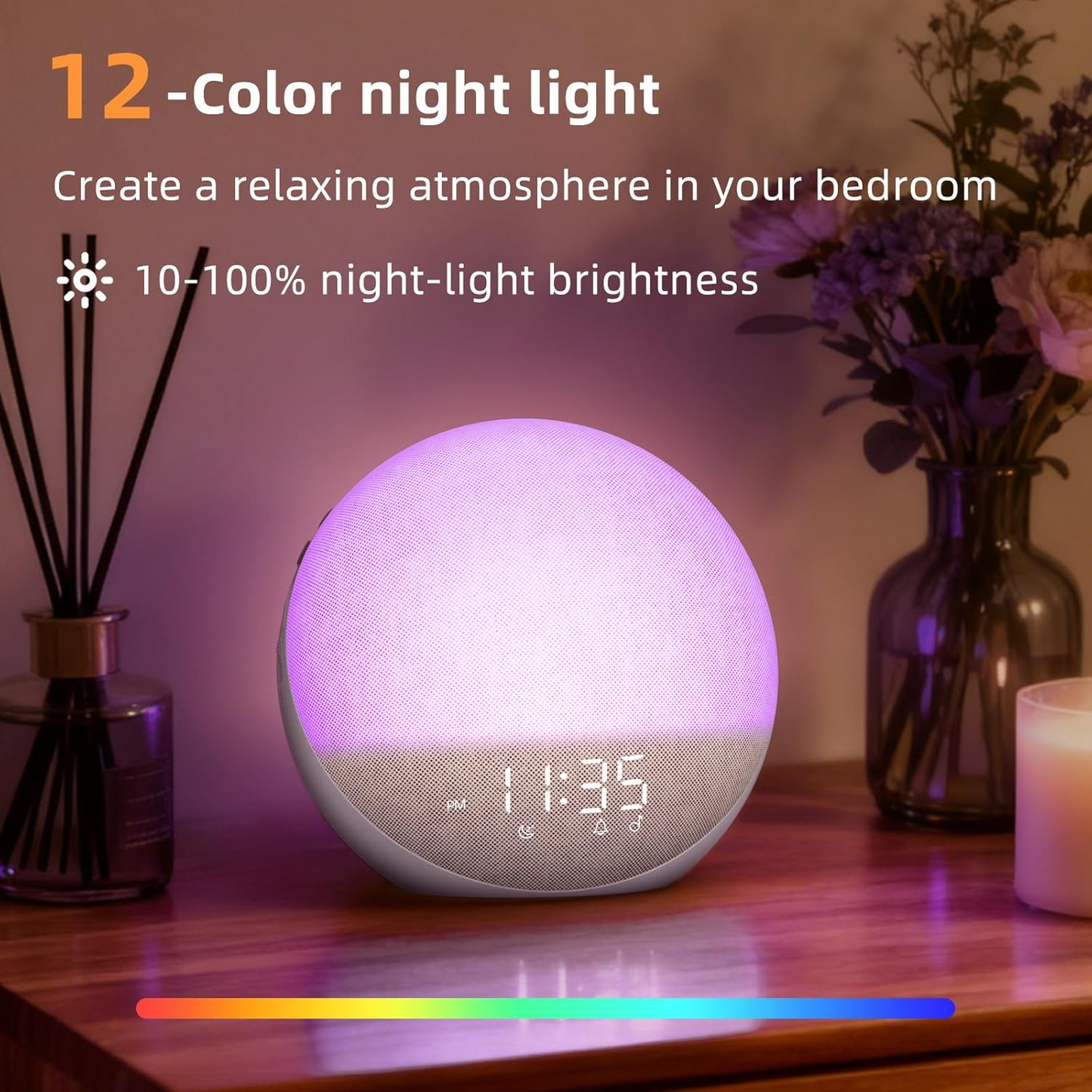 Natural Light Alarm Clock with Adjustable Brightness and Touch Controls