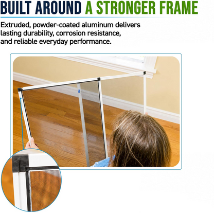 Insect-Blocking Window Screen with Adjustable Aluminum Frame, Set of 2