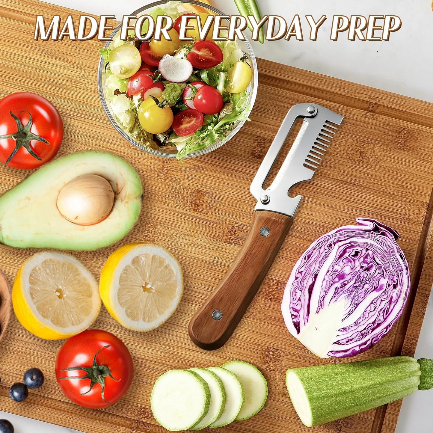 Ergonomic Vegetable Peeler with Wide Blade and Julienne Edge
