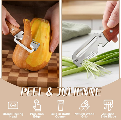 Ergonomic Vegetable Peeler with Wide Blade and Julienne Edge