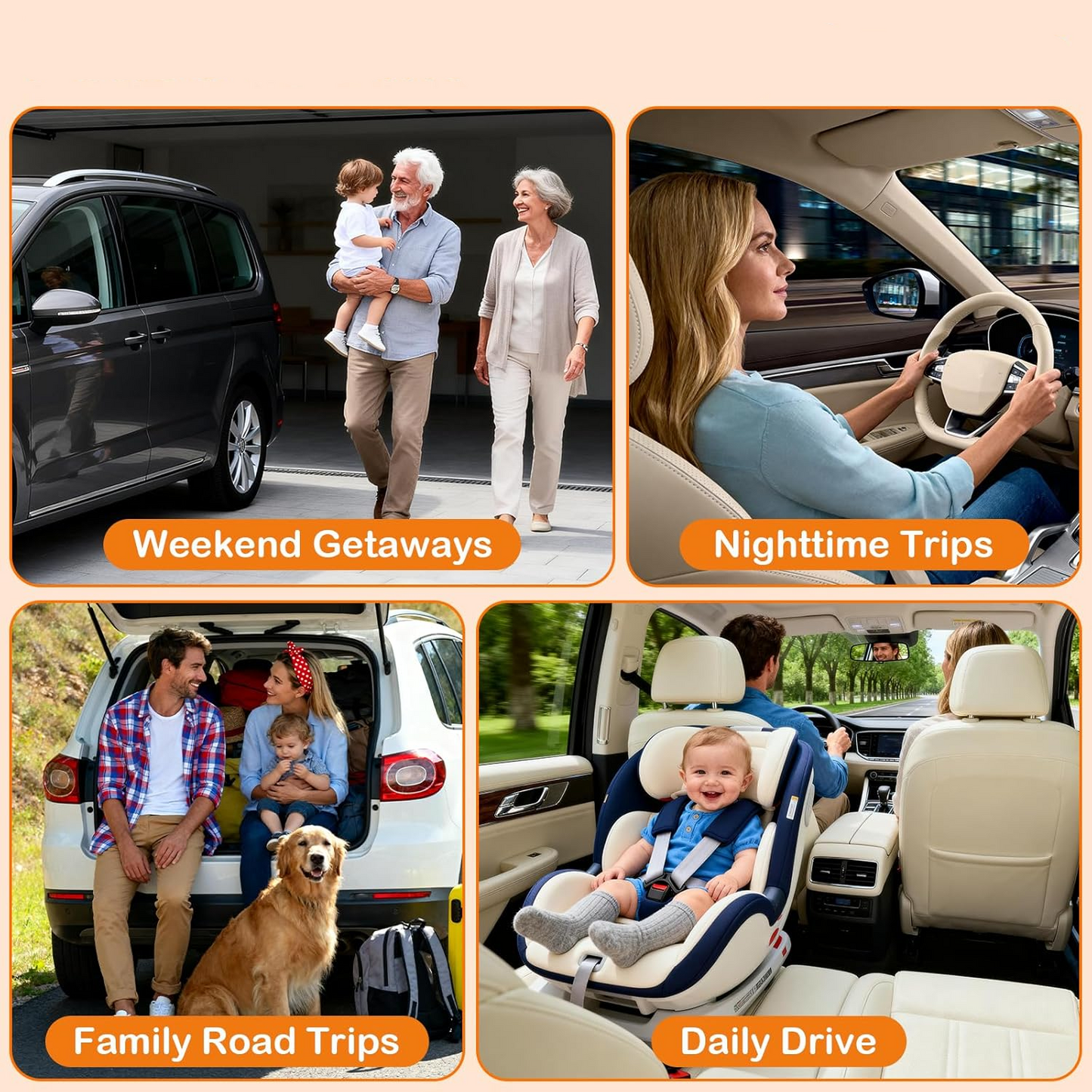 Baby Car Seat Surveillance System with Night Vision and Wide View