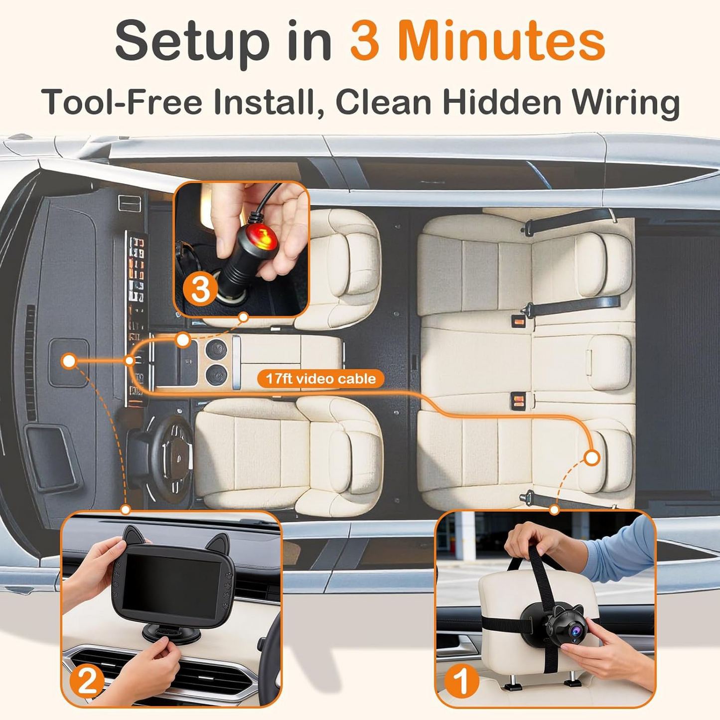 Baby Car Seat Surveillance System with Night Vision and Wide View