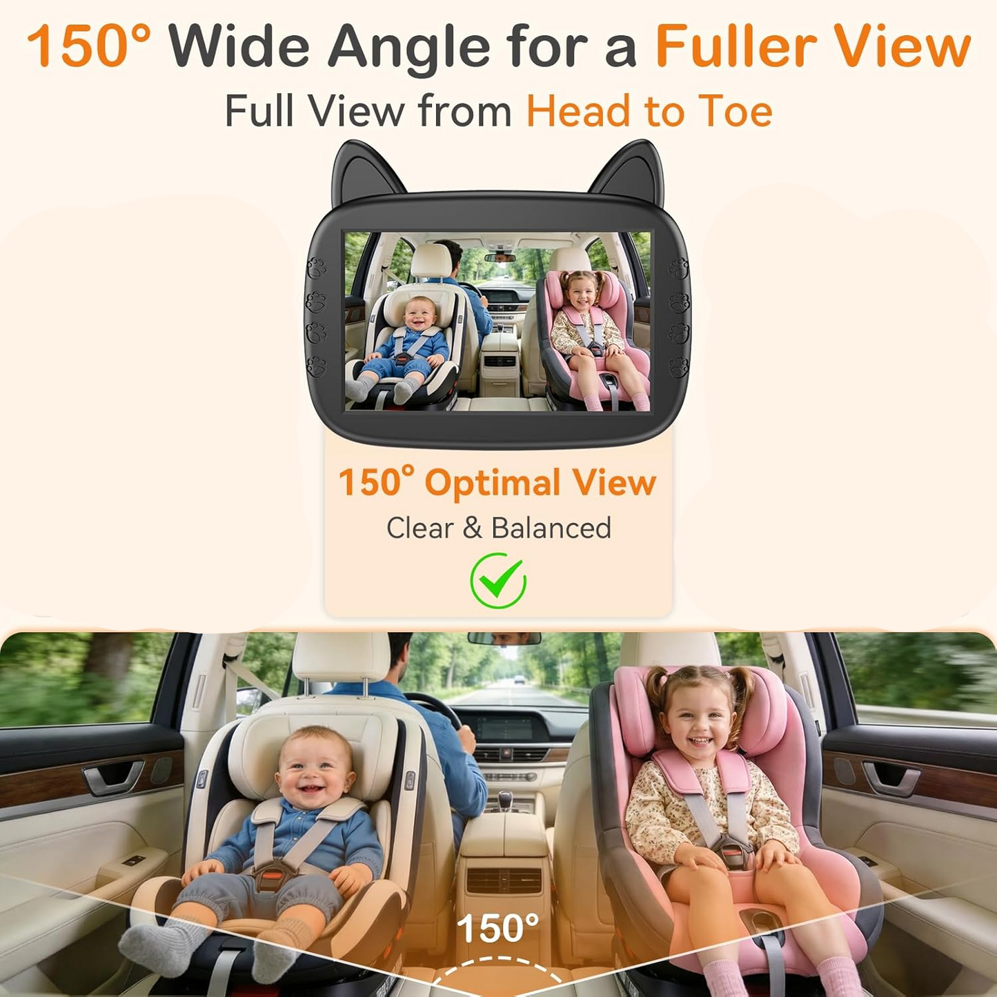 Baby Car Seat Surveillance System with Night Vision and Wide View