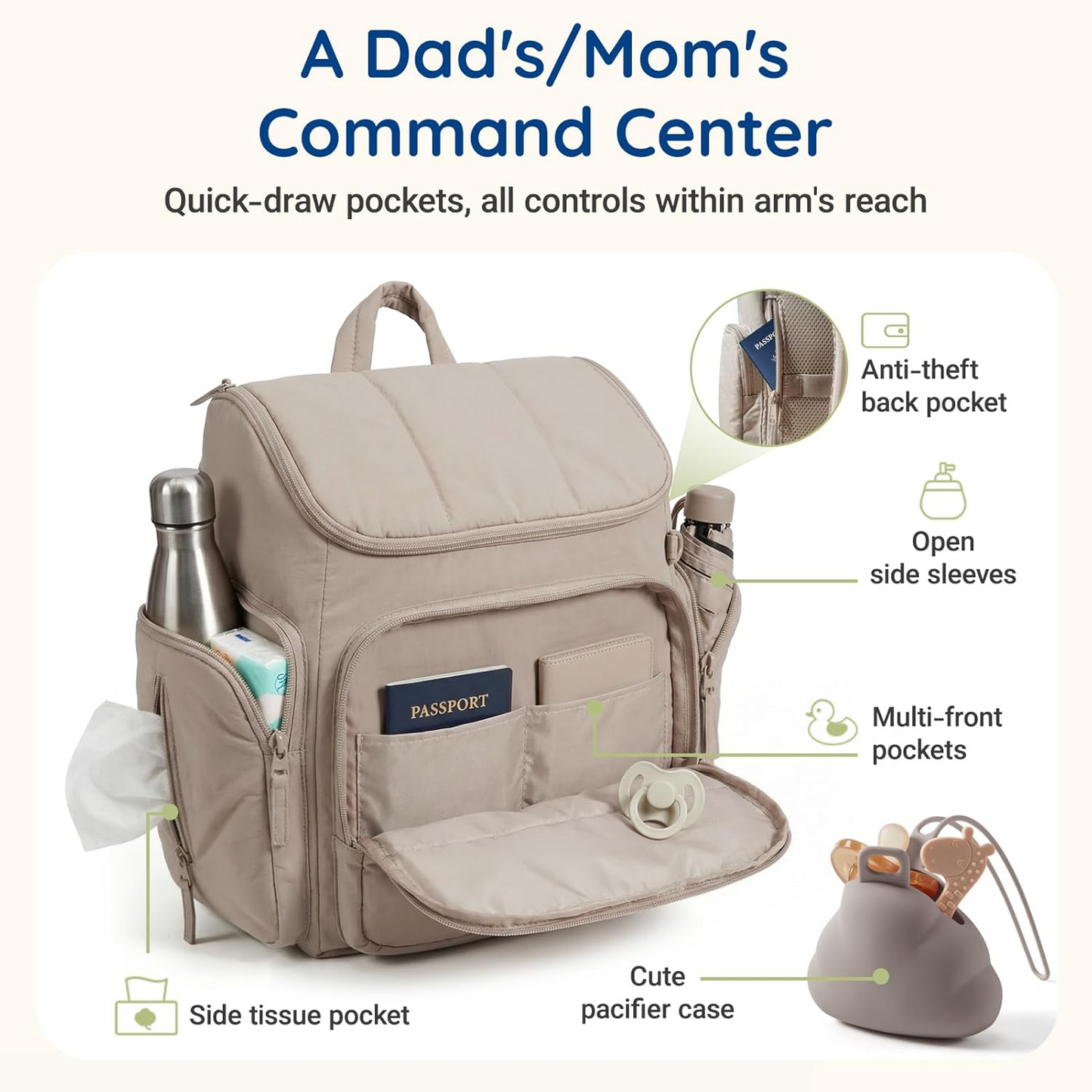 Versatile Baby Gear Backpack with Insulated Bottle Holders