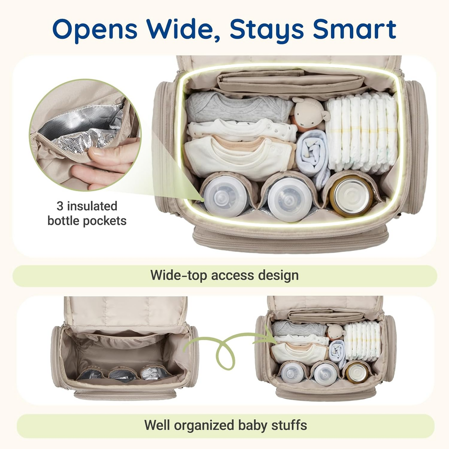 Versatile Baby Gear Backpack with Insulated Bottle Holders