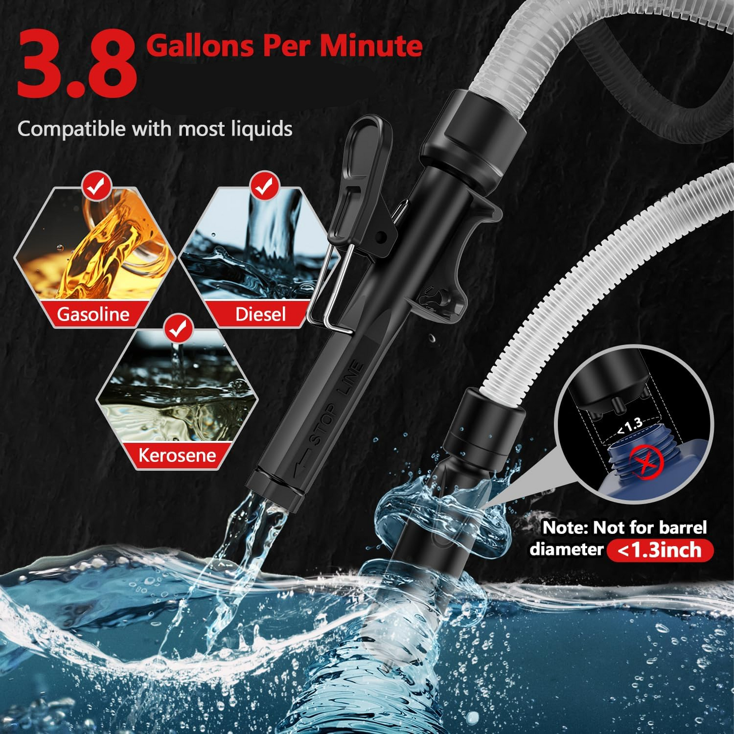 Smart Liquid Transfer Pump with Automatic Shutoff and Adapters