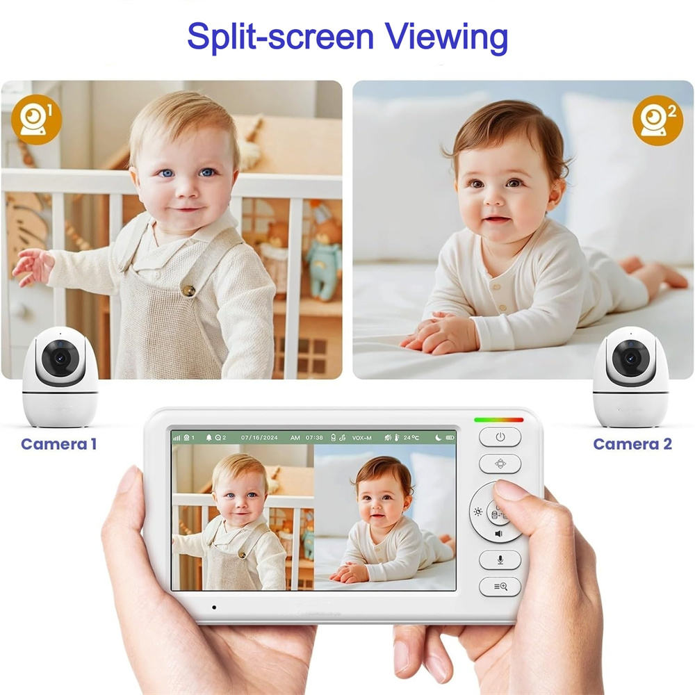 Smart Baby Surveillance System with 5-Inch HD Screen and Alerts