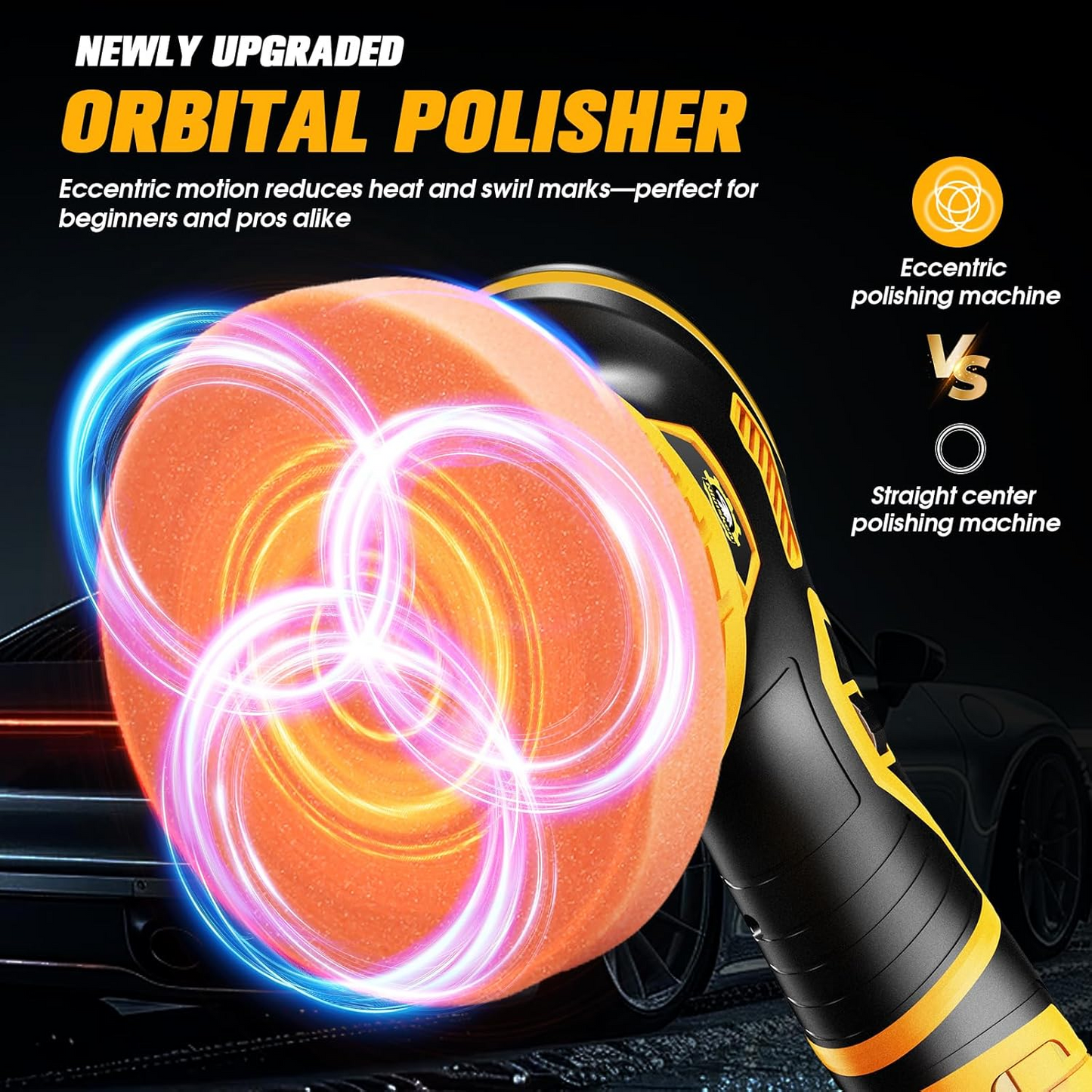 Cordless Car Paint Restorer with Rechargeable Battery and Speed Settings