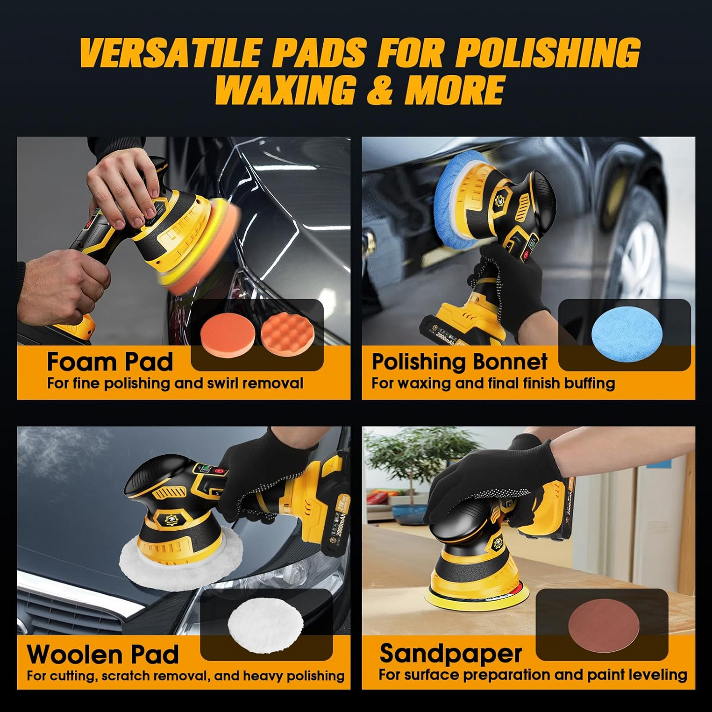 Cordless Car Paint Restorer with Rechargeable Battery and Speed Settings