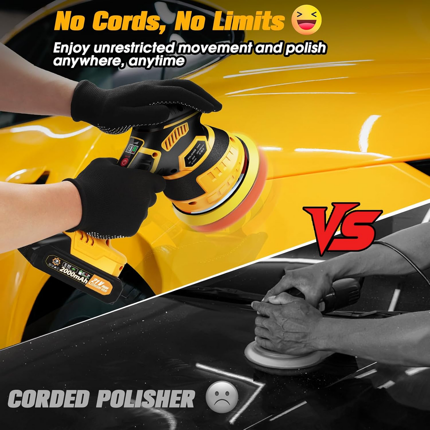 Cordless Car Paint Restorer with Rechargeable Battery and Speed Settings
