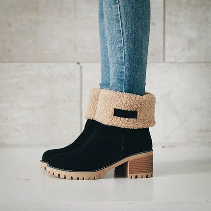 Chic Insulated Snow Boots with Stable Block Heels for Women