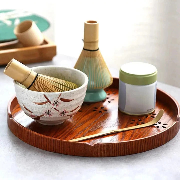 Elegant Matcha Preparation Set with Ceramic Bowl & Bamboo Tools