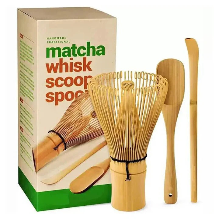 Elegant Matcha Preparation Set with Ceramic Bowl & Bamboo Tools