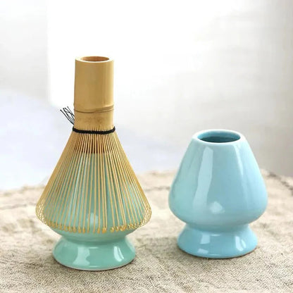Elegant Matcha Preparation Set with Ceramic Bowl & Bamboo Tools