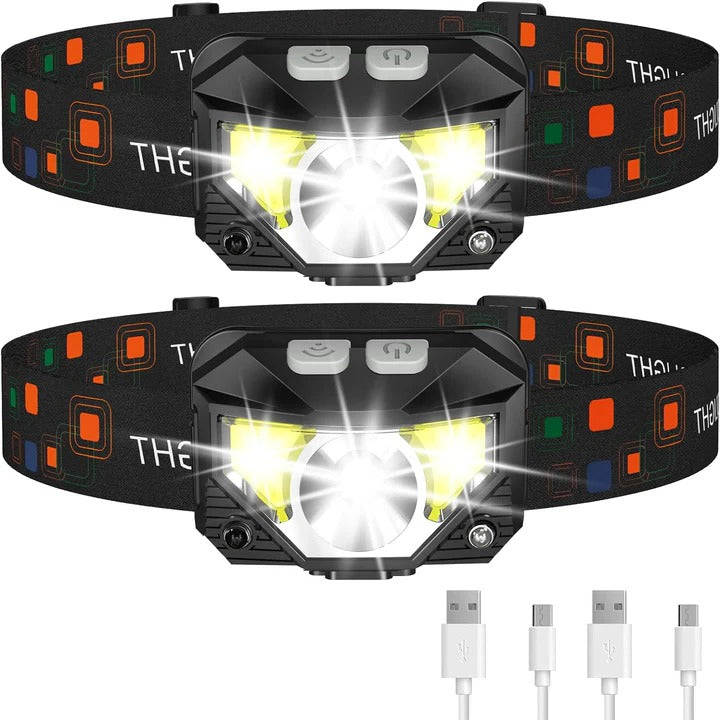 Smart Rechargeable Headlamps with Motion Detection – 2 Pack