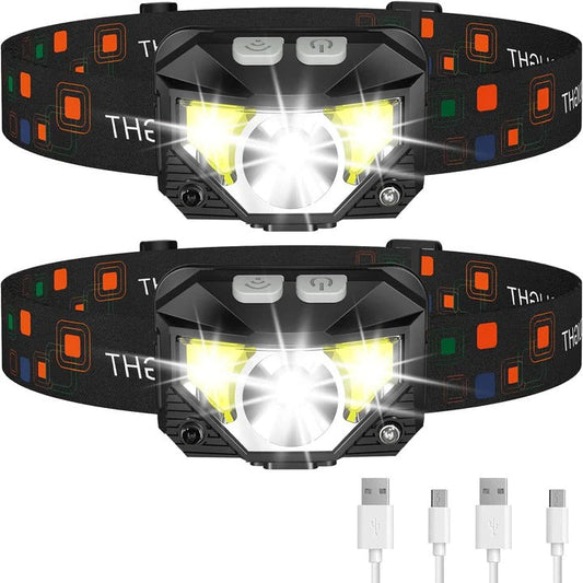 Smart Rechargeable Headlamps with Motion Detection – 2 Pack
