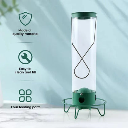 Wildlife-Friendly Bird Feeder with Transparent Seed Reservoir