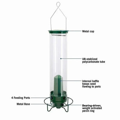 Wildlife-Friendly Bird Feeder with Transparent Seed Reservoir