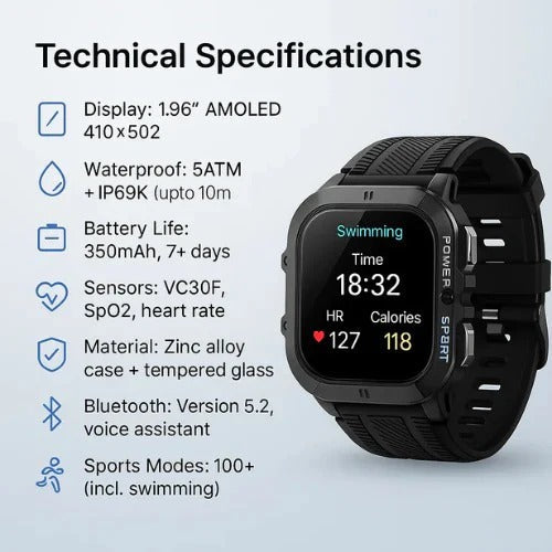 Water-Resistant Sports Smartwatch for Active Lifestyles