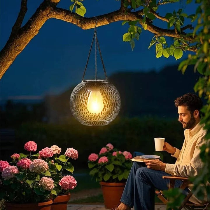 Solar-Powered Outdoor Hanging Lantern for Pathways