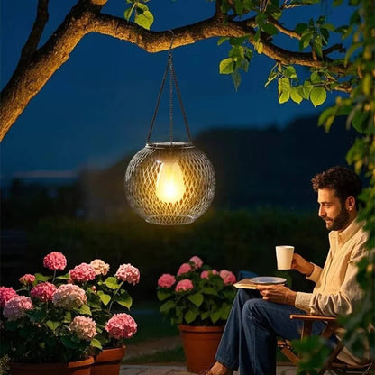 Solar-Powered Outdoor Hanging Lantern for Pathways