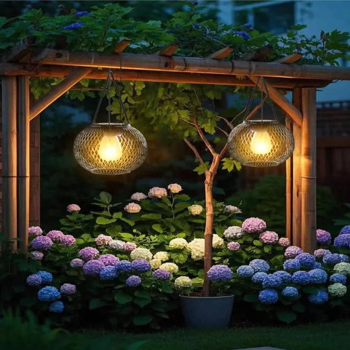Solar-Powered Outdoor Hanging Lantern for Pathways