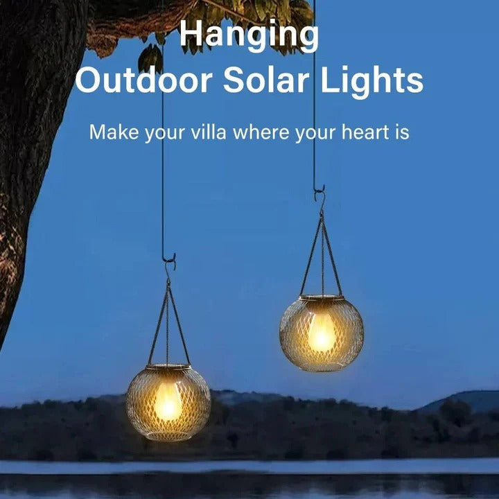 Solar-Powered Outdoor Hanging Lantern for Pathways