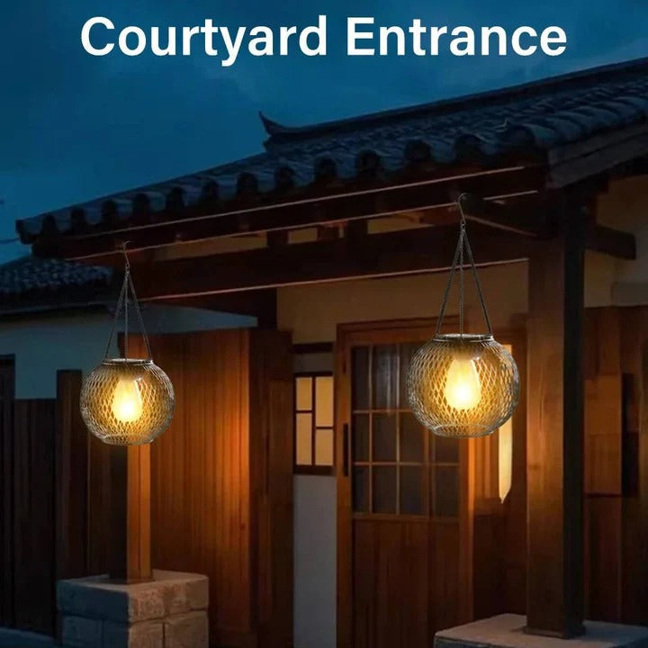 Solar-Powered Outdoor Hanging Lantern for Pathways
