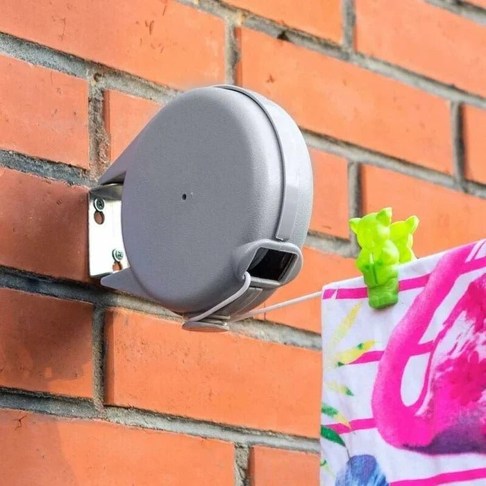 Compact Wall-Mount Clothes Drying Line with Adjustable Length