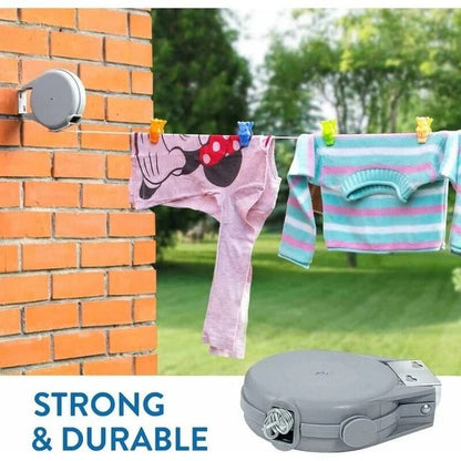 Compact Wall-Mount Clothes Drying Line with Adjustable Length