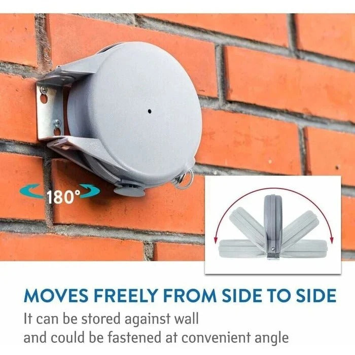 Compact Wall-Mount Clothes Drying Line with Adjustable Length