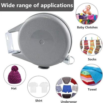 Compact Wall-Mount Clothes Drying Line with Adjustable Length