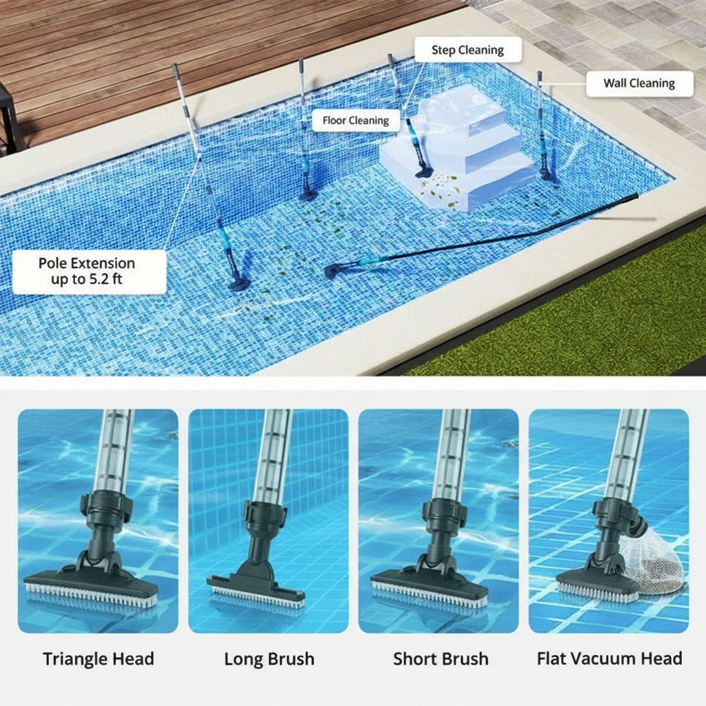 Wireless Pool Cleaner with Versatile Attachments