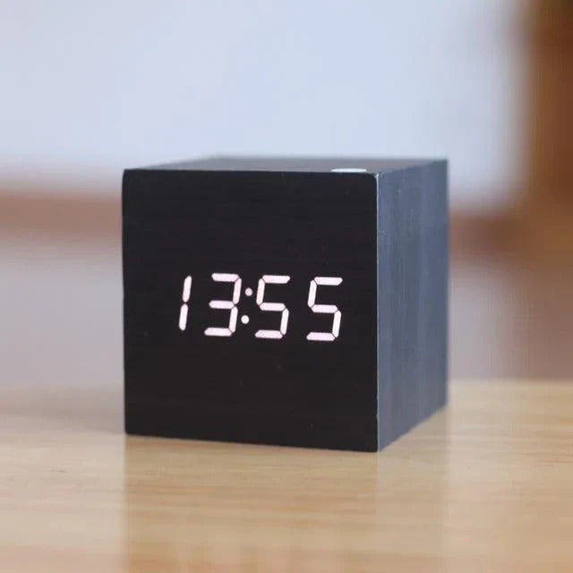 Natural Wood-Look LED Time Display Block