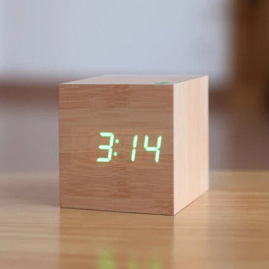 Natural Wood-Look LED Time Display Block