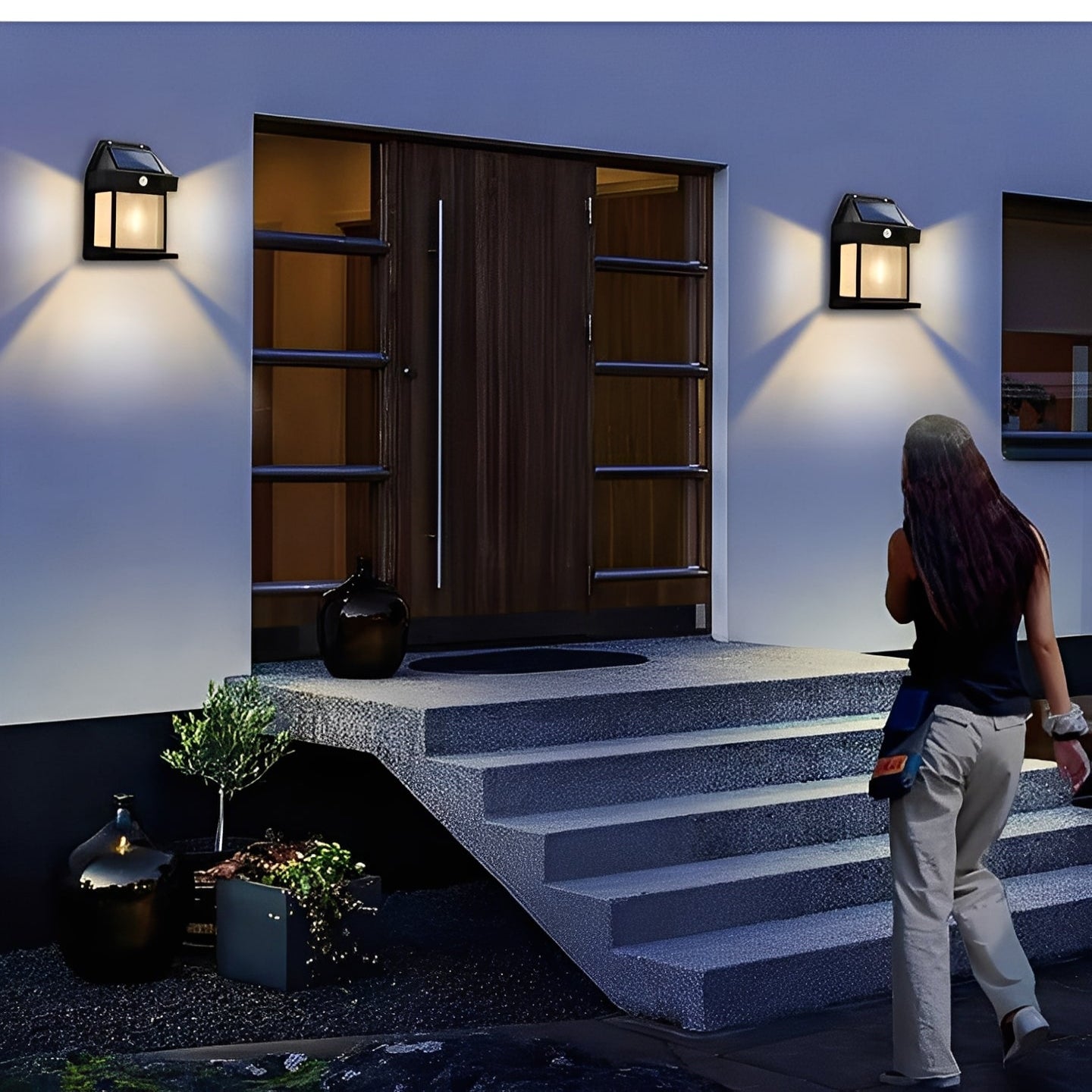 Eco-Friendly Outdoor Wall Light with Motion Detection - 2-Pack